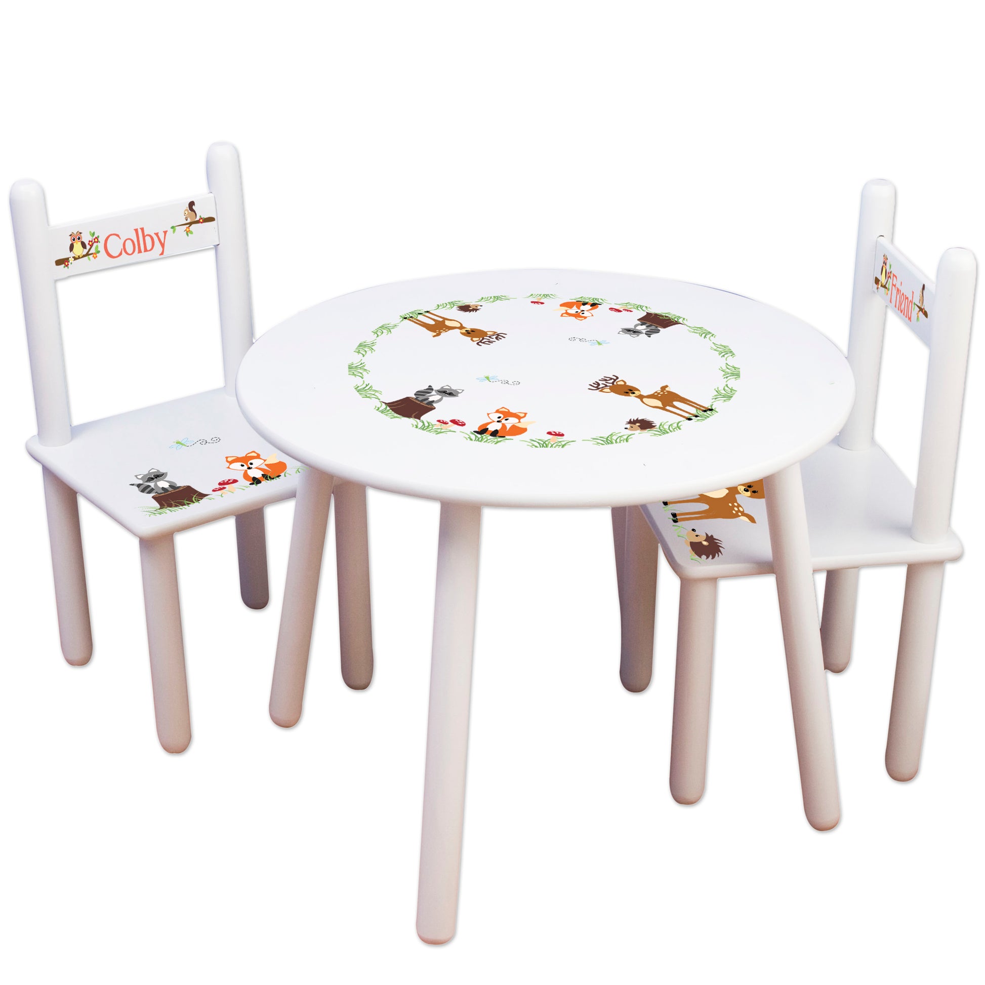 Children's White Table Chair Set - Woodland - MyBambino.com