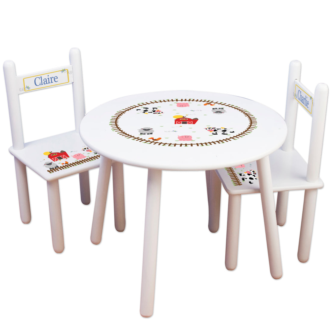 Children's White Table Chair Set - Barnyard - MyBambino.com