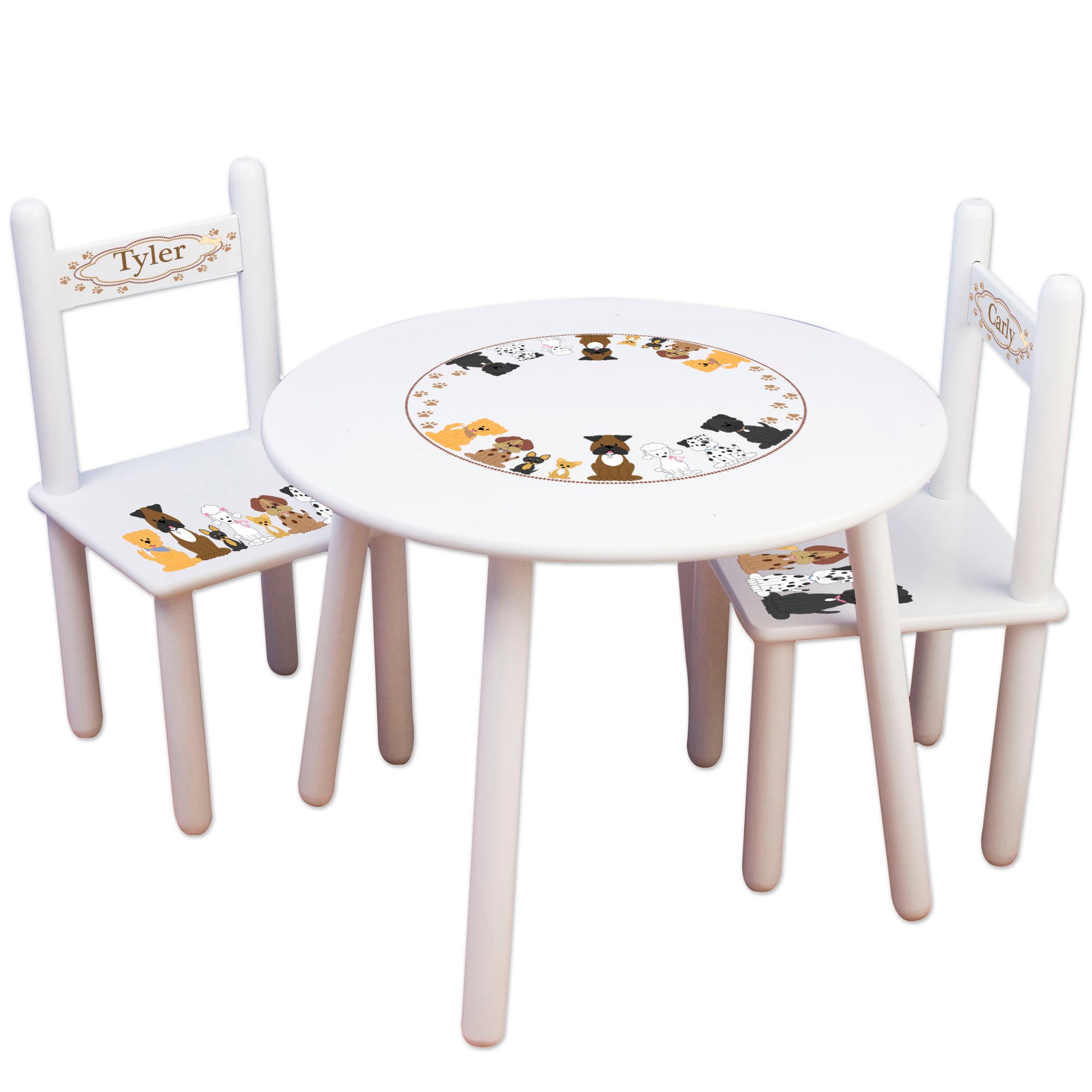 Children's White Table Chair Set - All Dogs - MyBambino.com