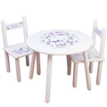 Girl's White Table Chair Set - Lavender Butterflies - MyBambino.com