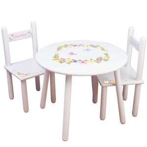girls pastel butterfly flower table chair set