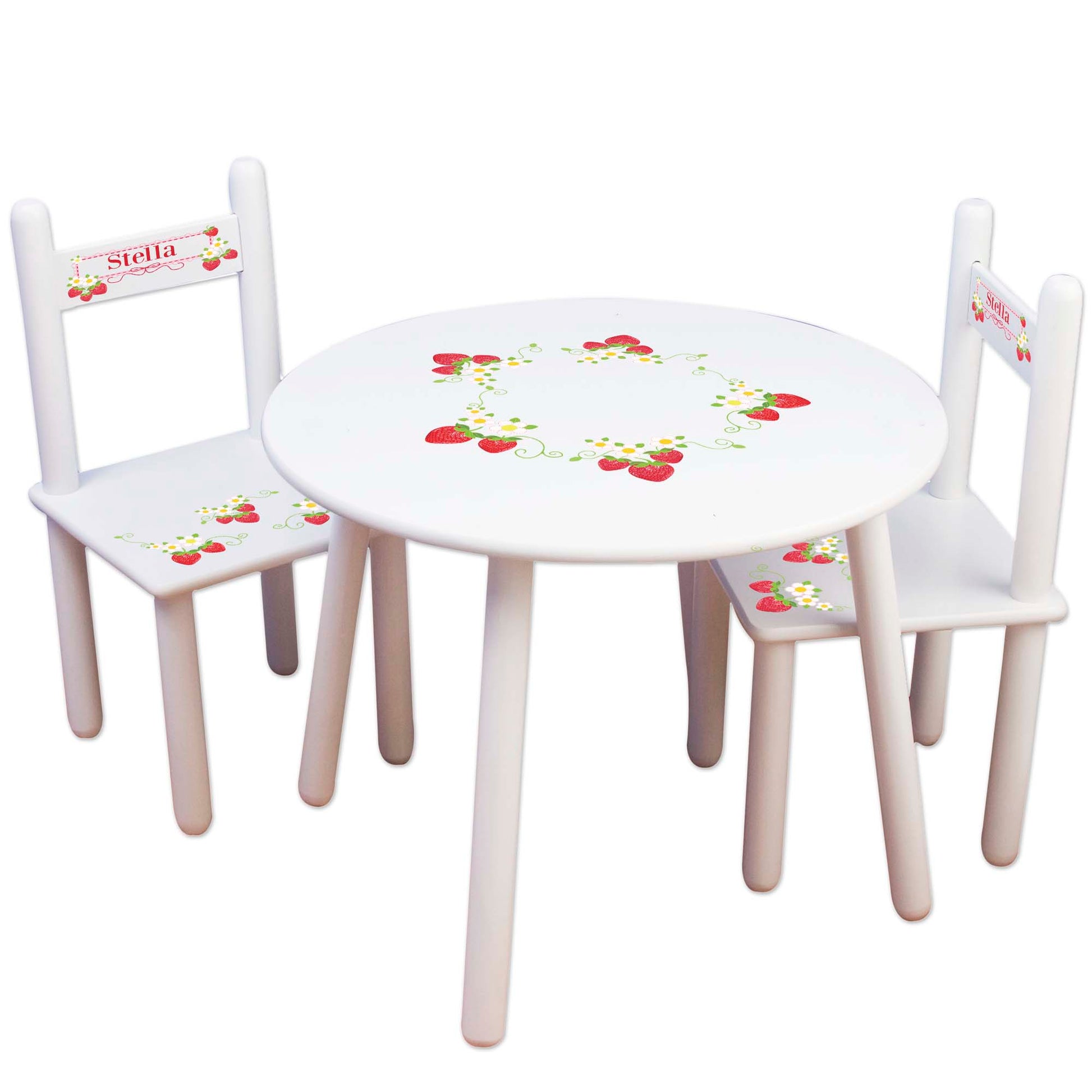 Children's White Table Chair Set - Strawberry - MyBambino.com