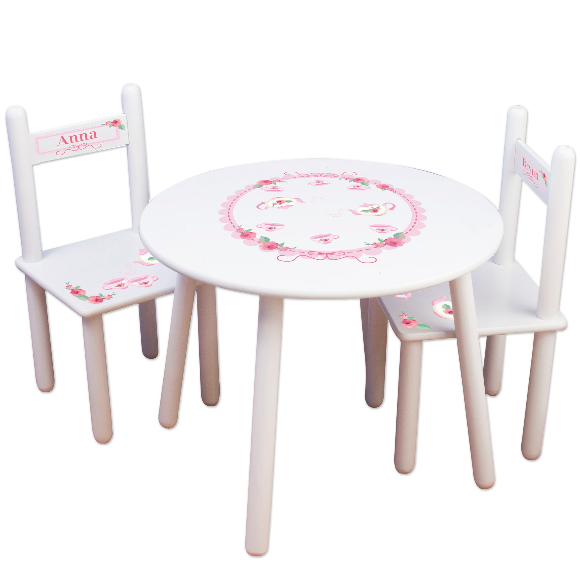 Girl's White Table Chair Set - Tea Party - MyBambino.com