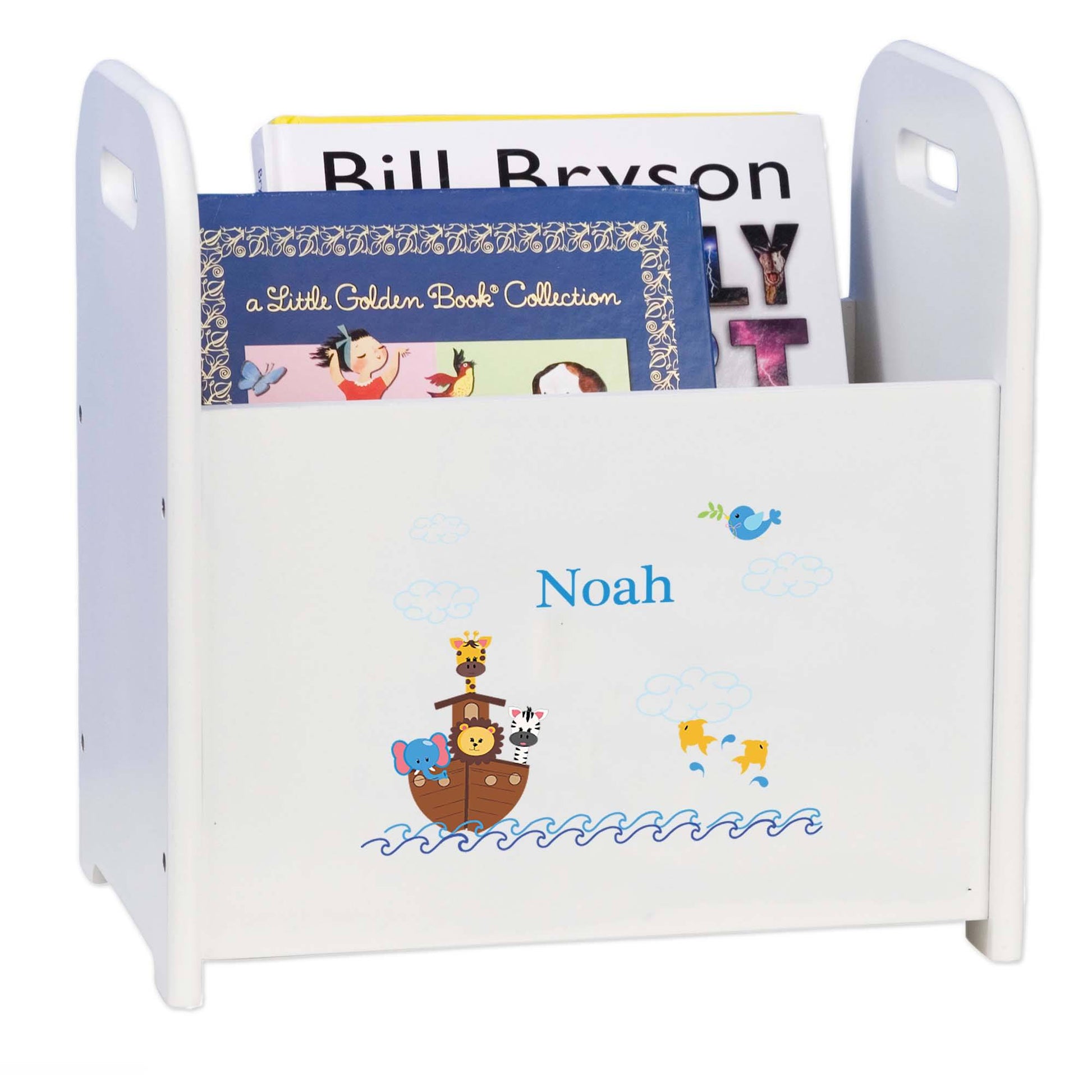 Personalized Noahs Ark White Book Caddy Magazine Rack - MyBambino.com