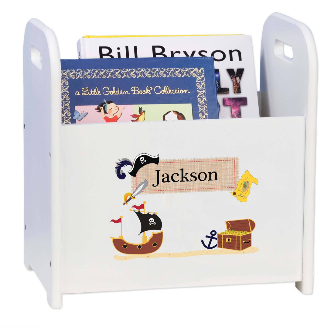 Personalized Pirate White Book Caddy - MyBambino.com
