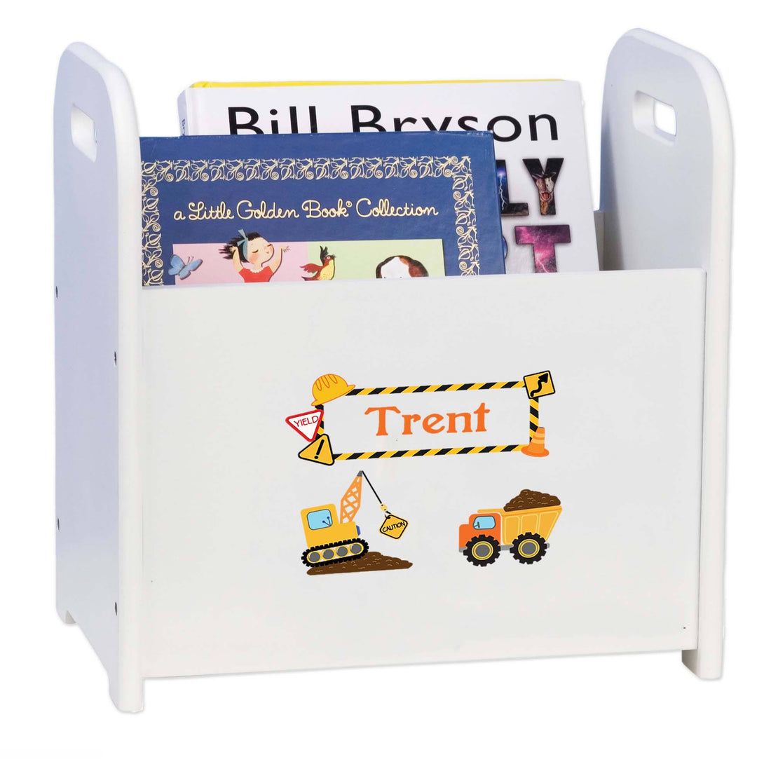 Personalized Construction White Book Caddy - MyBambino.com
