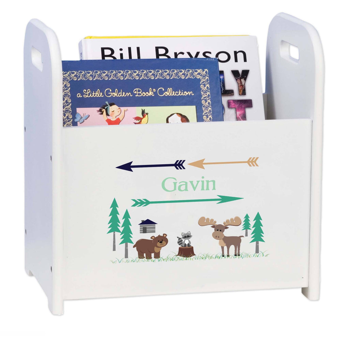 Personalized North Woodland White Book Caddy - MyBambino.com