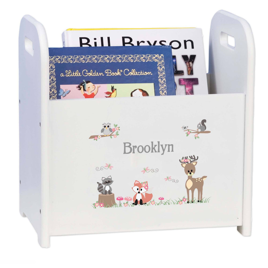 Personalized Gray Woodland Critters Book Caddy - MyBambino.com