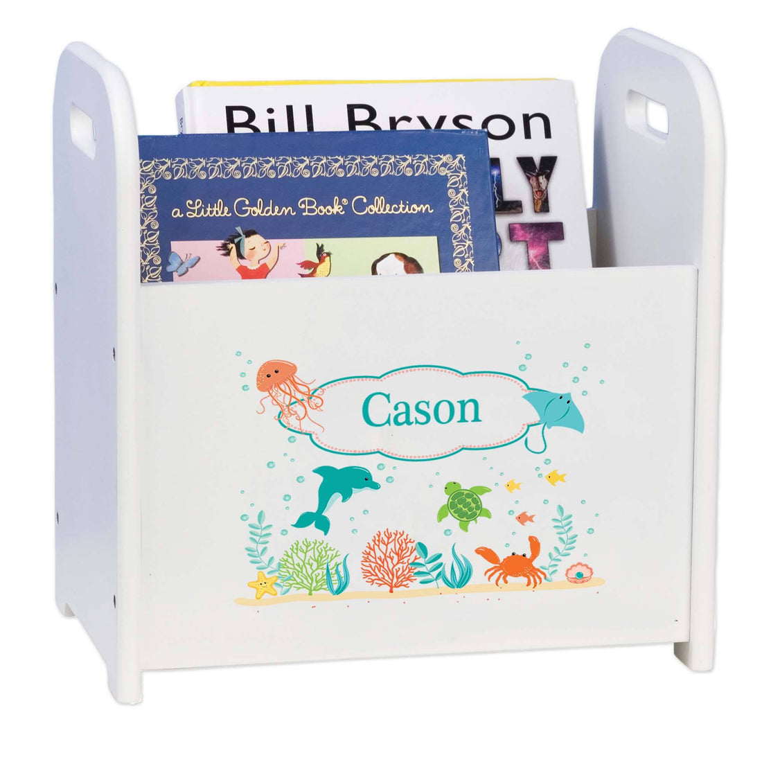Personalized Sea Life White Book Caddy - MyBambino.com