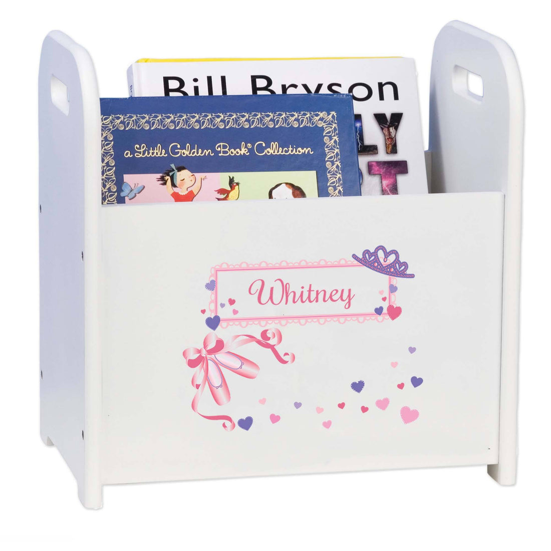 Personalized Ballet Princess White Book Caddy And Rack - MyBambino.com
