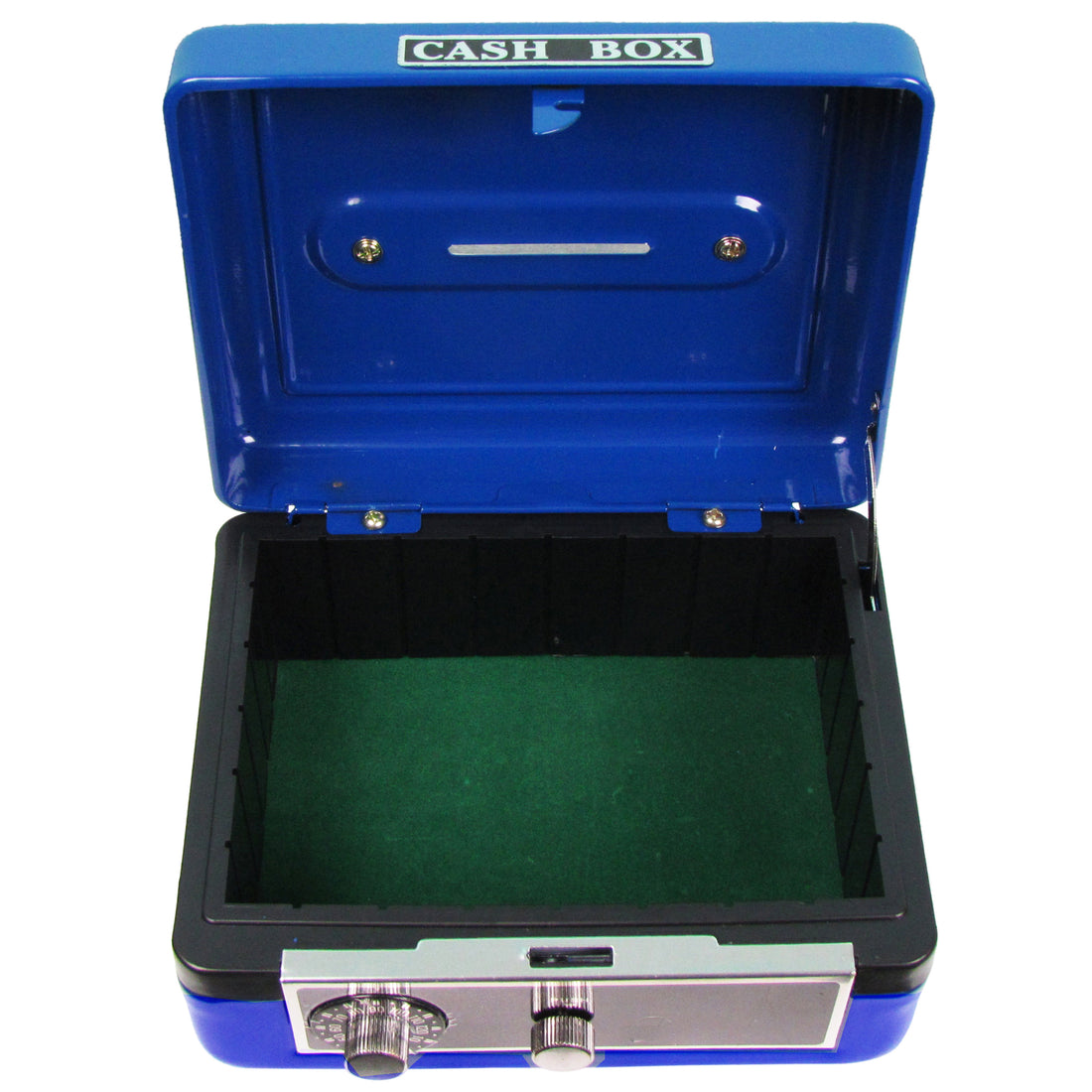 Personalized Blue Cash Box with Dollar Signs Primary design