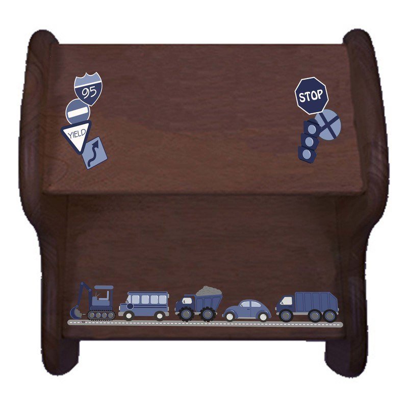 Personalized Transportation Espresso Two Step Stool - MyBambino.com
