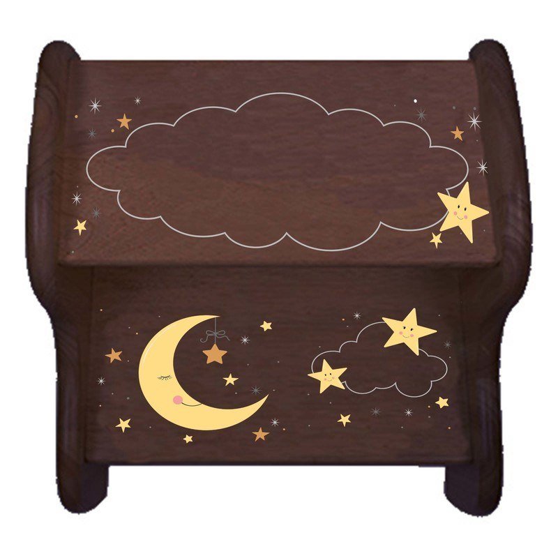 Personalized Celestial Moon Espresso Two Step Stool - MyBambino.com