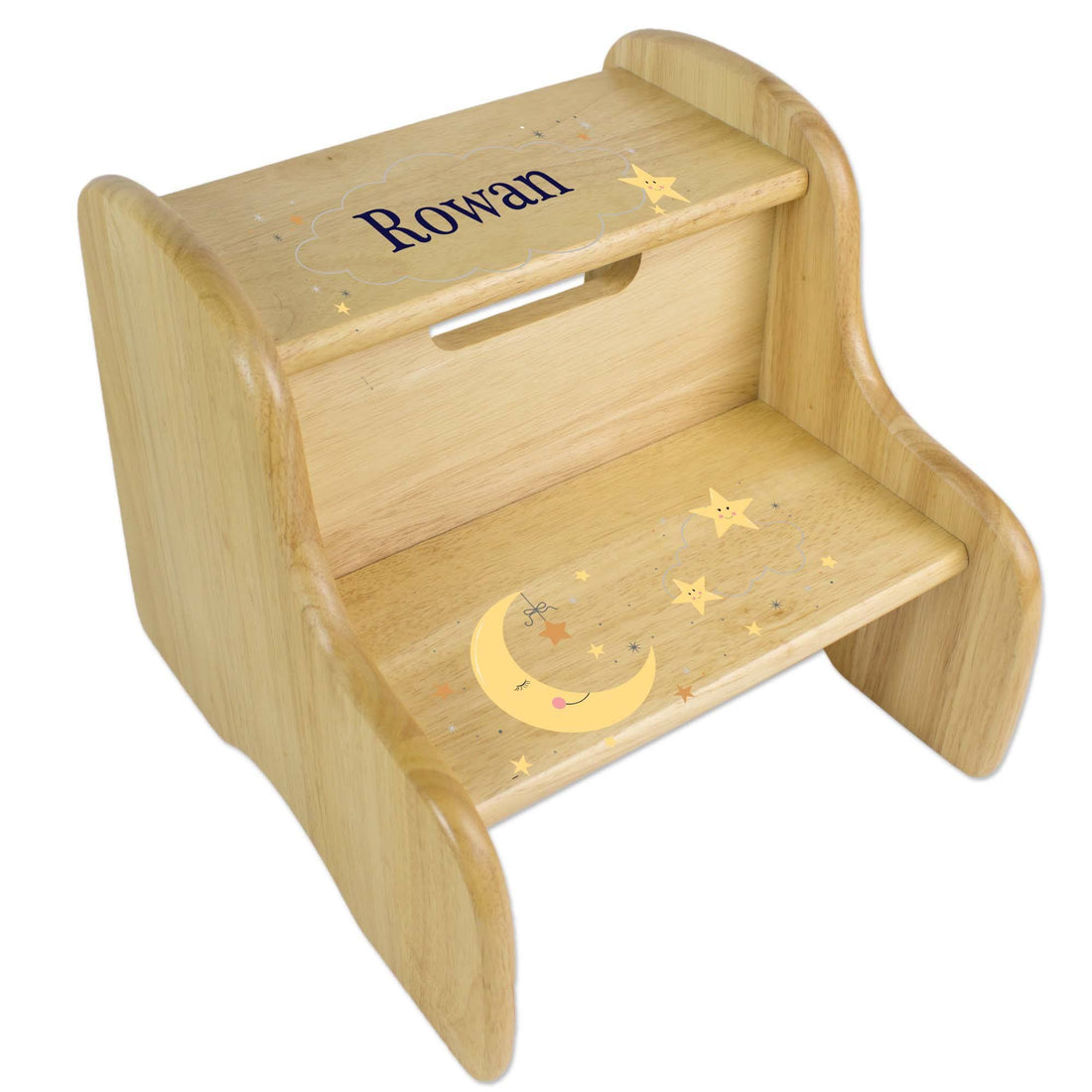 Personalized Celestial Moon Natural Two Step Stool - MyBambino.com