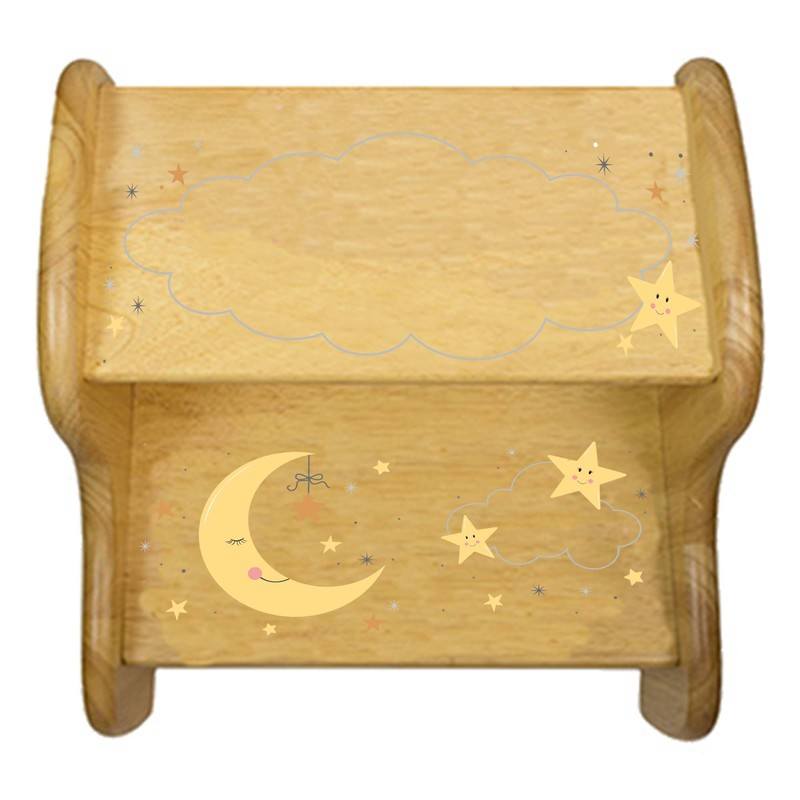 Personalized Celestial Moon Natural Two Step Stool - MyBambino.com