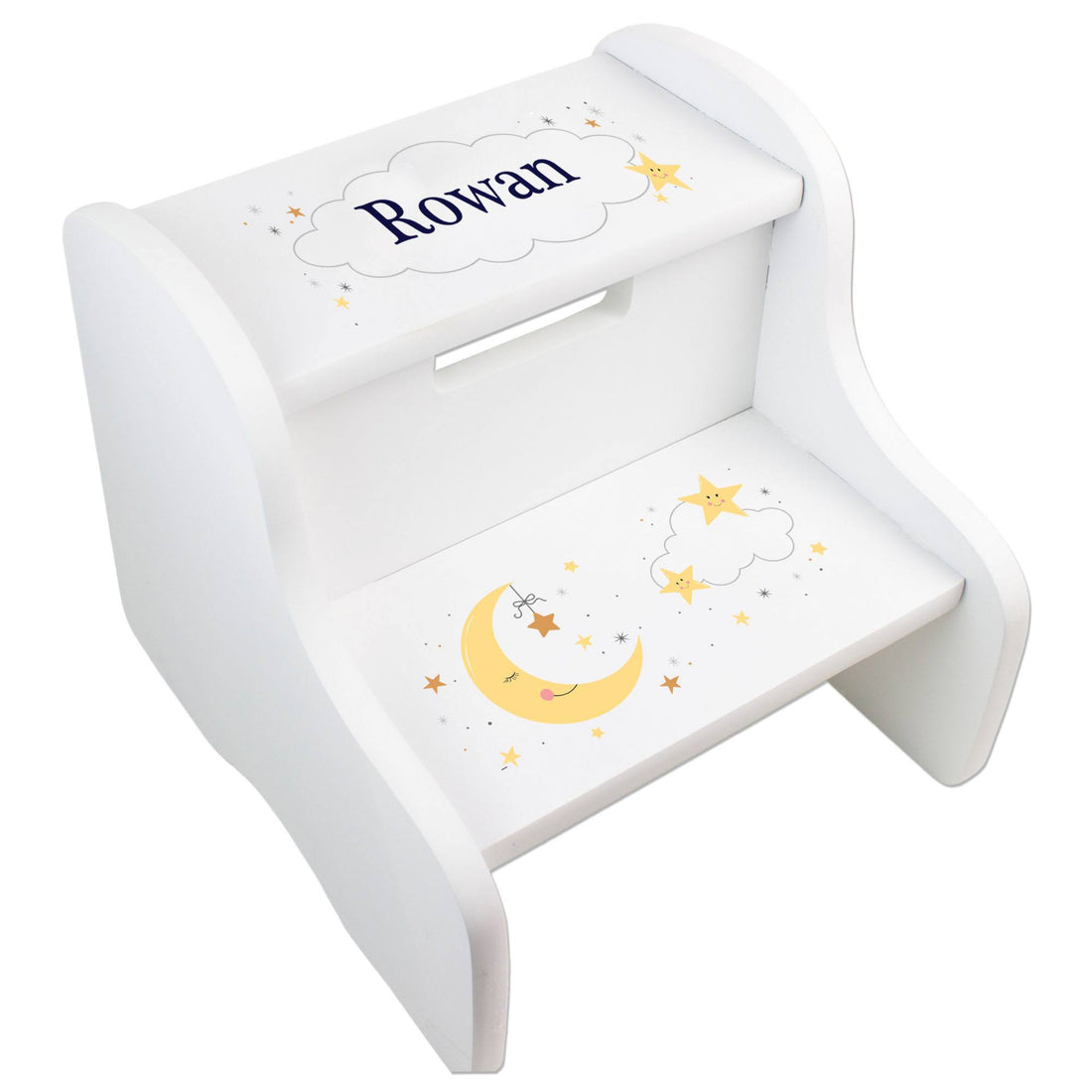 Personalized Celestial Moon White Two Step Stool