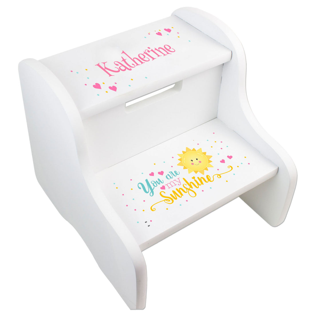 Personalized You Are My Sunshine White Two Step Stool - MyBambino.com