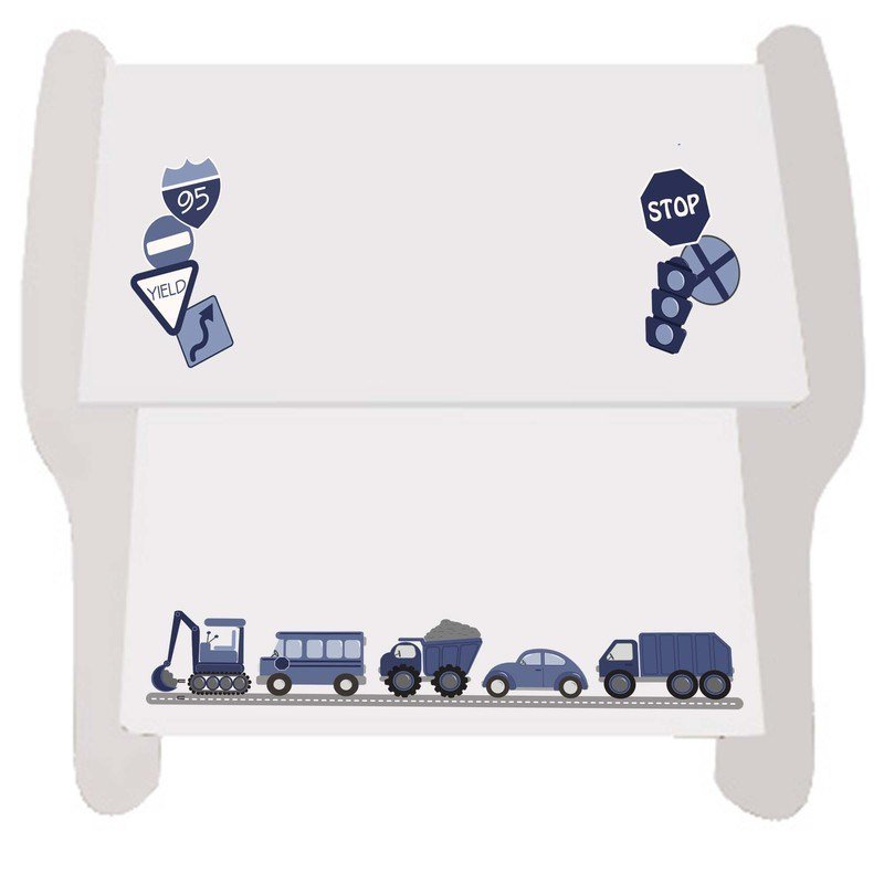 Personalized Transportation White Two Step Stool - MyBambino.com