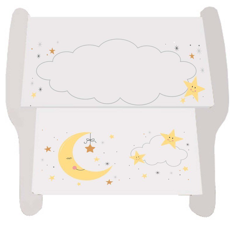 Personalized Celestial Moon White Two Step Stool - MyBambino.com
