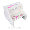Hand Painted White Two Step Step Stool - MyBambino.com