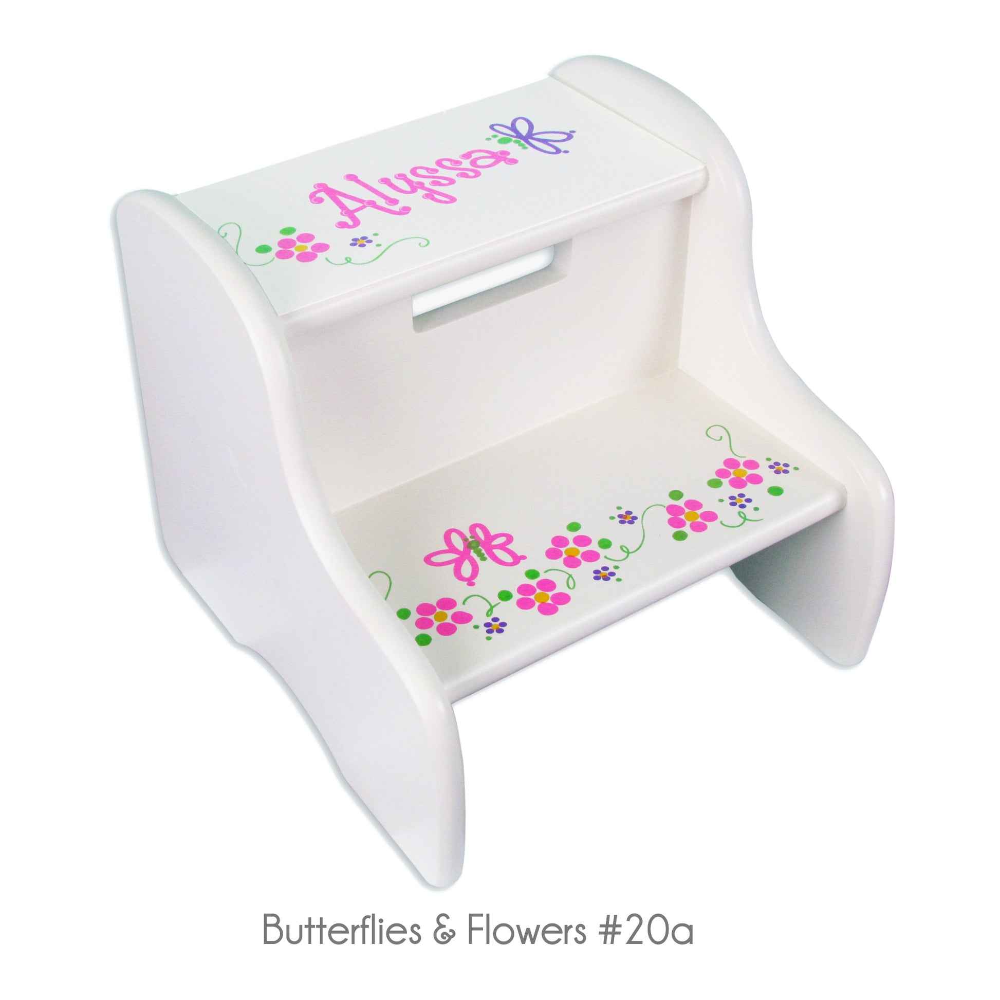 Hand Painted White Two Step Step Stool - MyBambino.com
