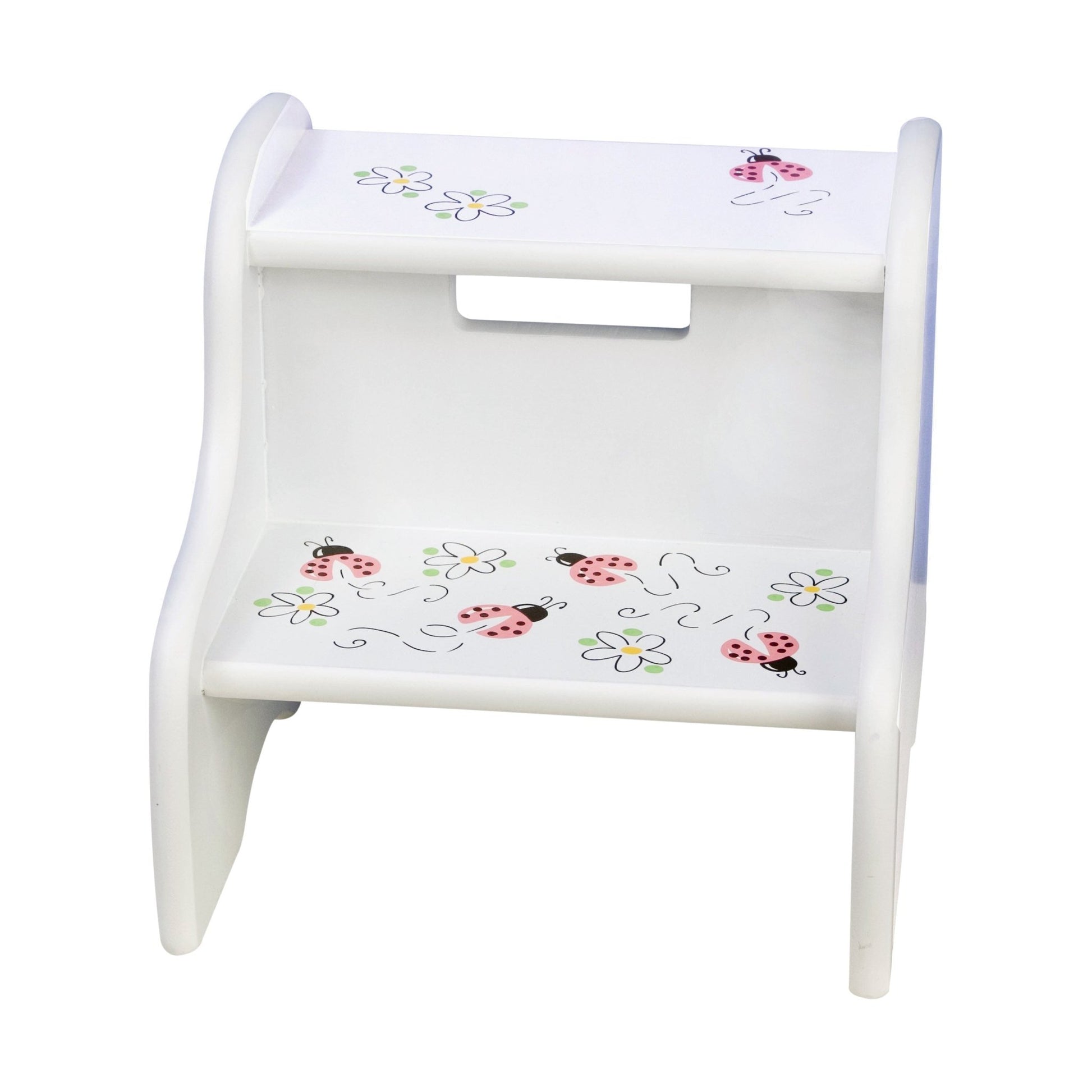 Hand Painted White Two Step Step Stool - MyBambino.com