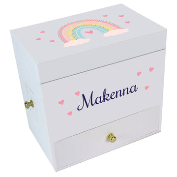 Personalized Boho Rainbow Deluxe Ballerina Jewelry Box - MyBambino.com