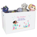 Personalized White Toy Box Bench with African American Mermaid 