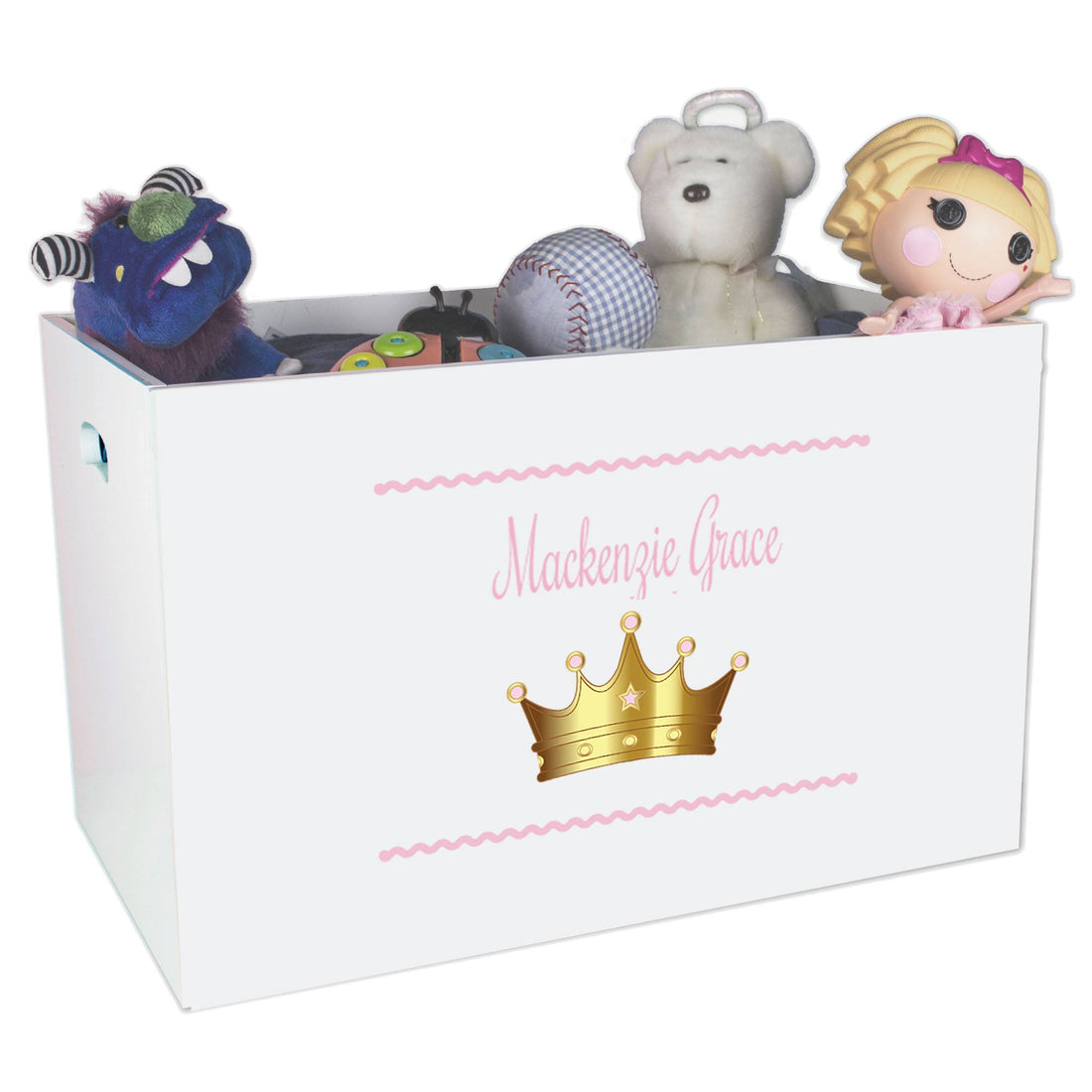 Open Top Toy Box - Pink Princess Crown - MyBambino.com