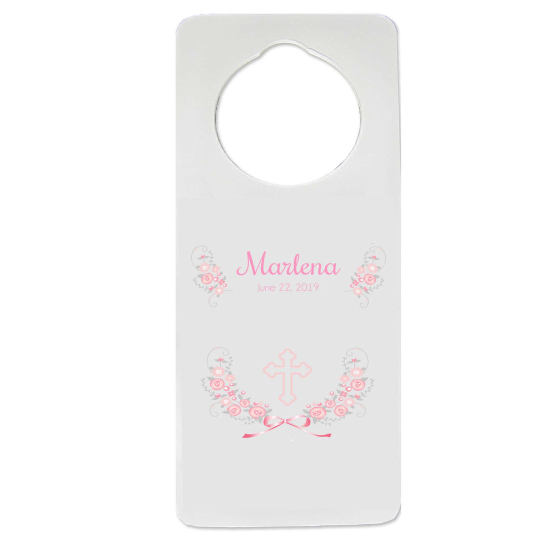 Pink Gray Floral Garland Door Hanger - MyBambino.com