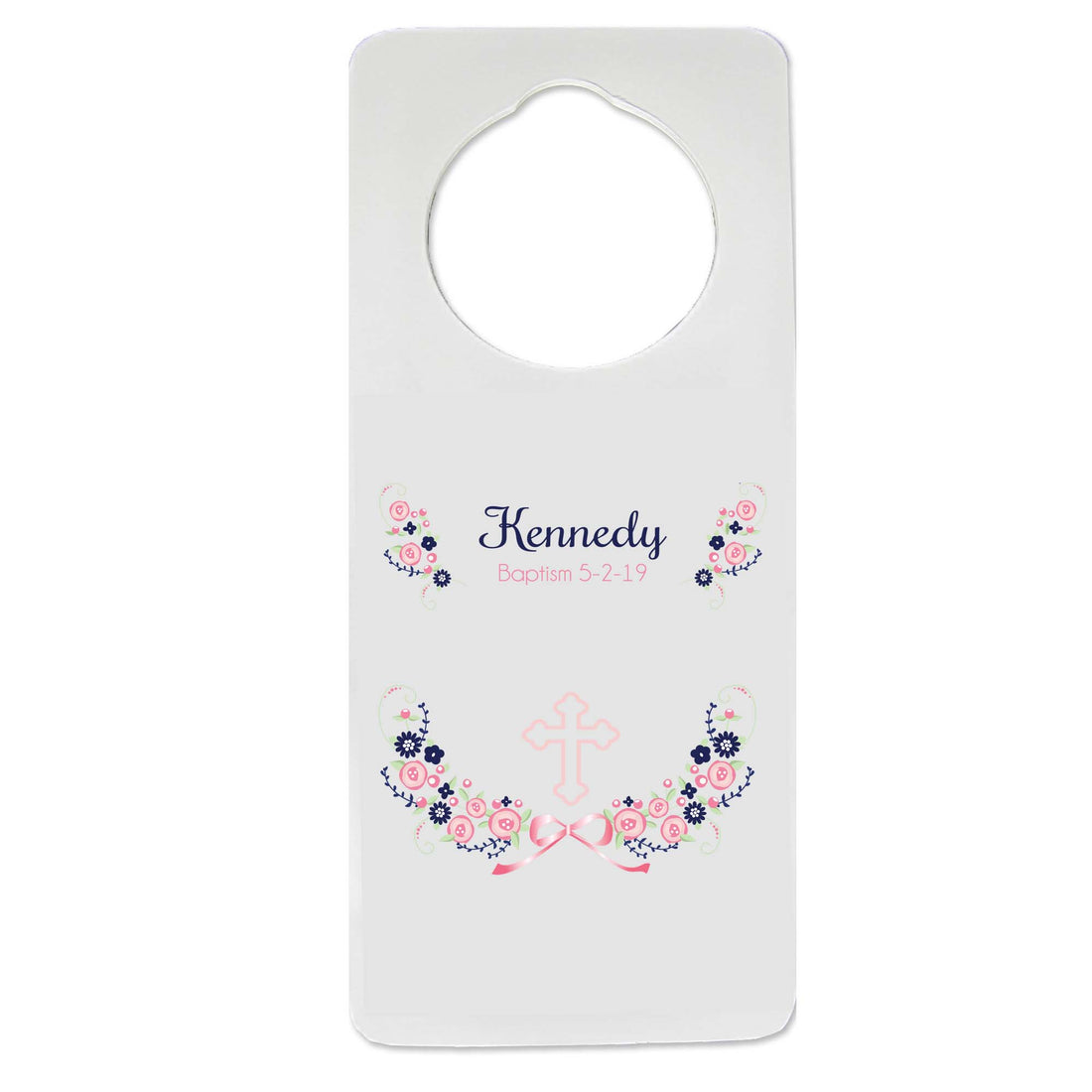 Navy Pink Floral Garland Door Hanger - MyBambino.com