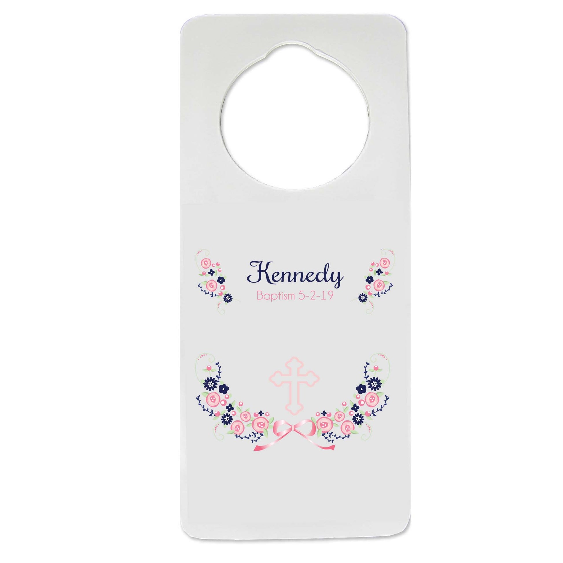 Navy Pink Floral Garland Door Hanger - MyBambino.com