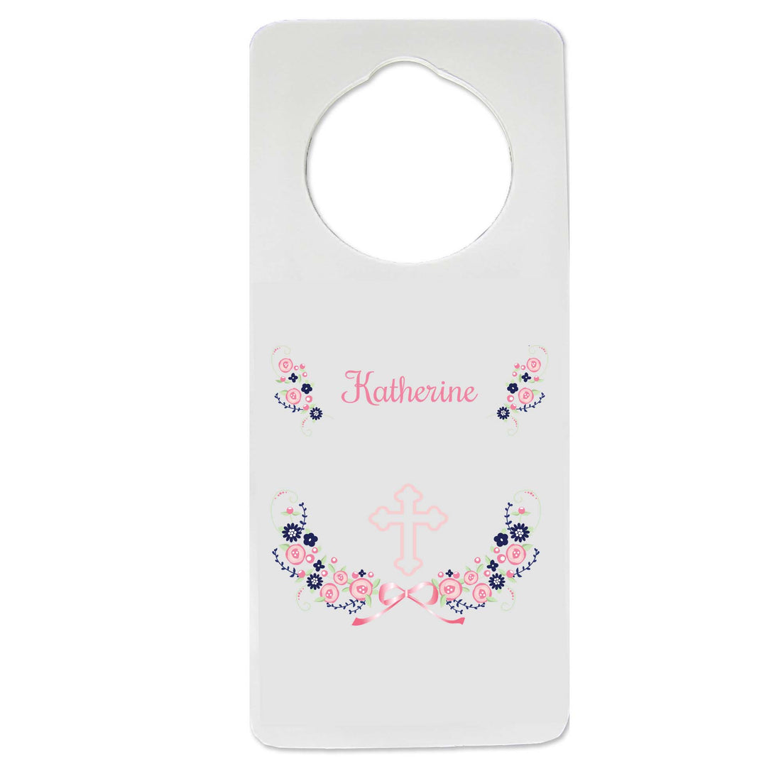 Navy Pink Floral Garland Door Hanger - MyBambino.com