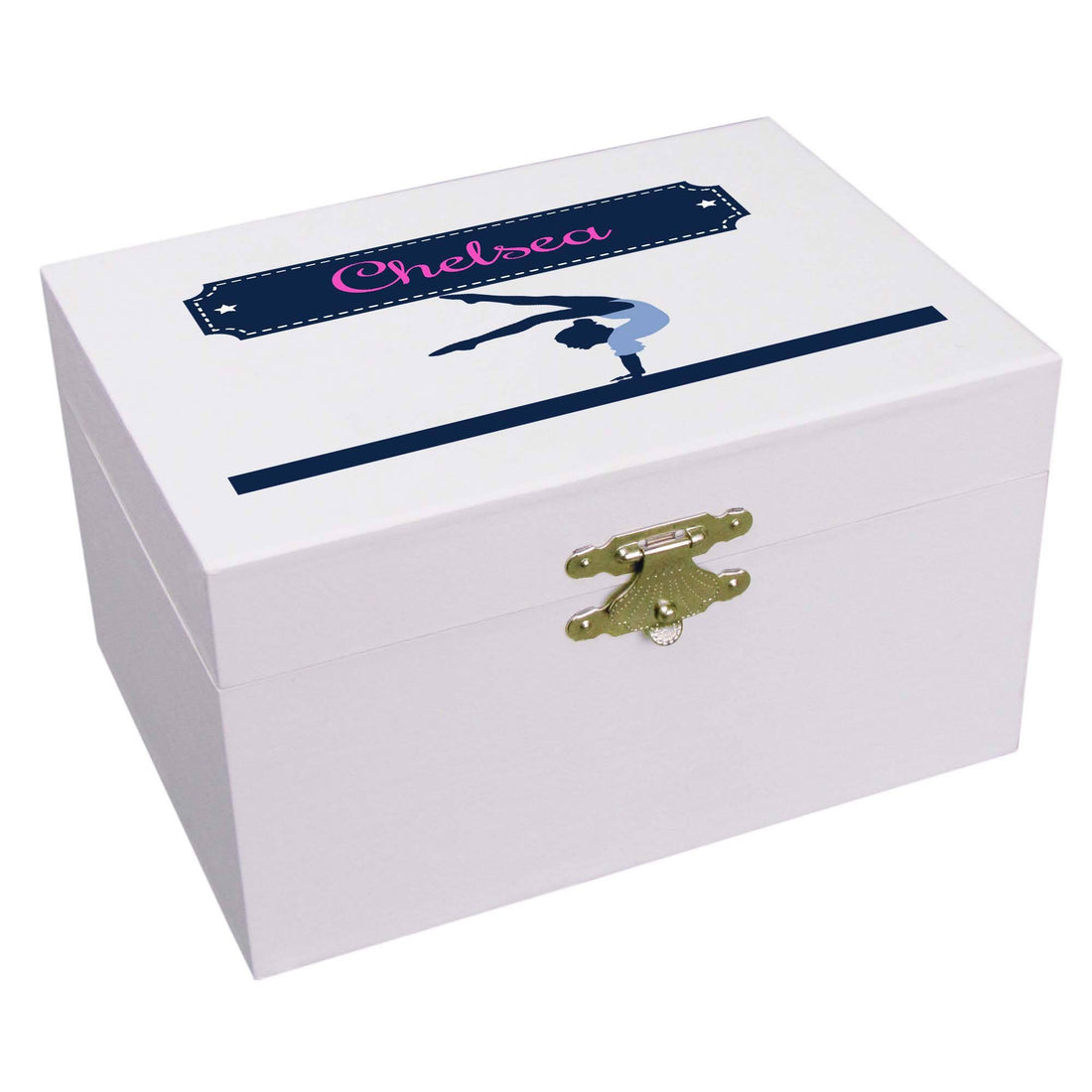 Personalized Ballerina Jewelry Box with Gymnastics design
