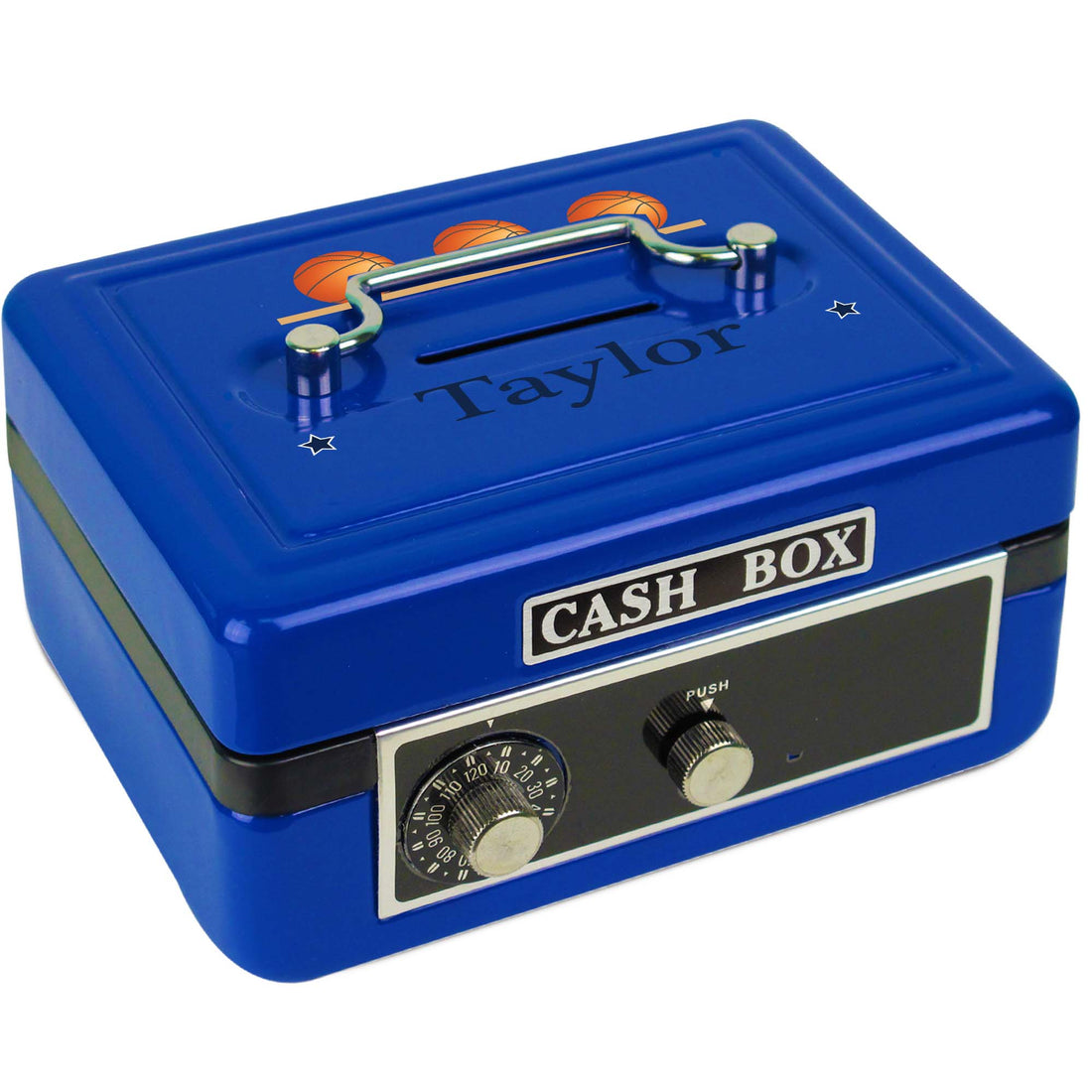 Personalized Basketballs Childrens Blue Cash Box