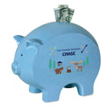 Personalized Blue Piggy Bank - North Woodland - MyBambino.com