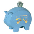 Personalized Blue Piggy Bank - Giraffe - MyBambino.com