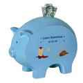 Personalized Blue Piggy Bank - Wild West - MyBambino.com
