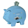 Personalized Blue Piggy Bank - Mountain Bear - MyBambino.com