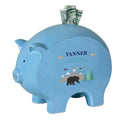 Personalized Blue Piggy Bank - Mountain Bear - MyBambino.com