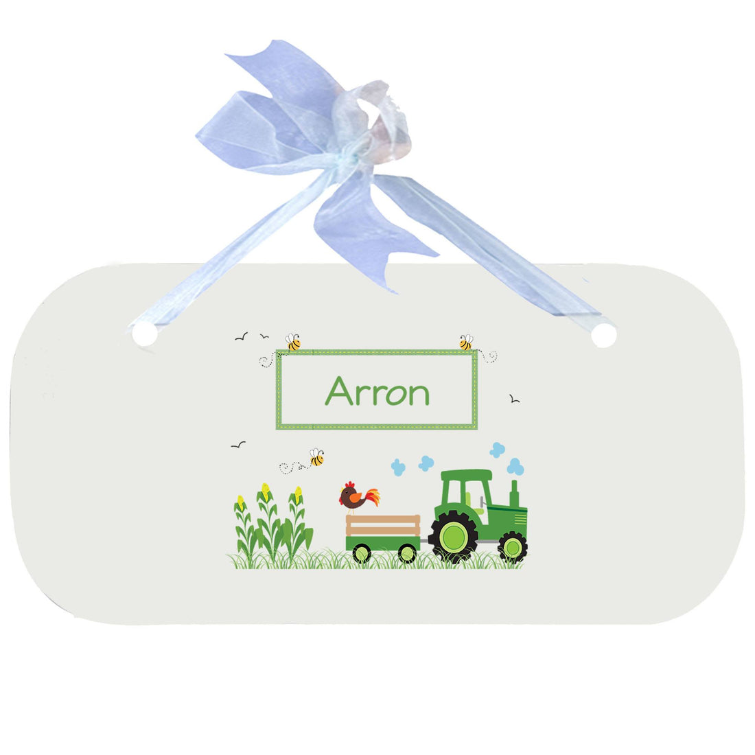 Blue Wall Plaque - Green Tractor - MyBambino.com