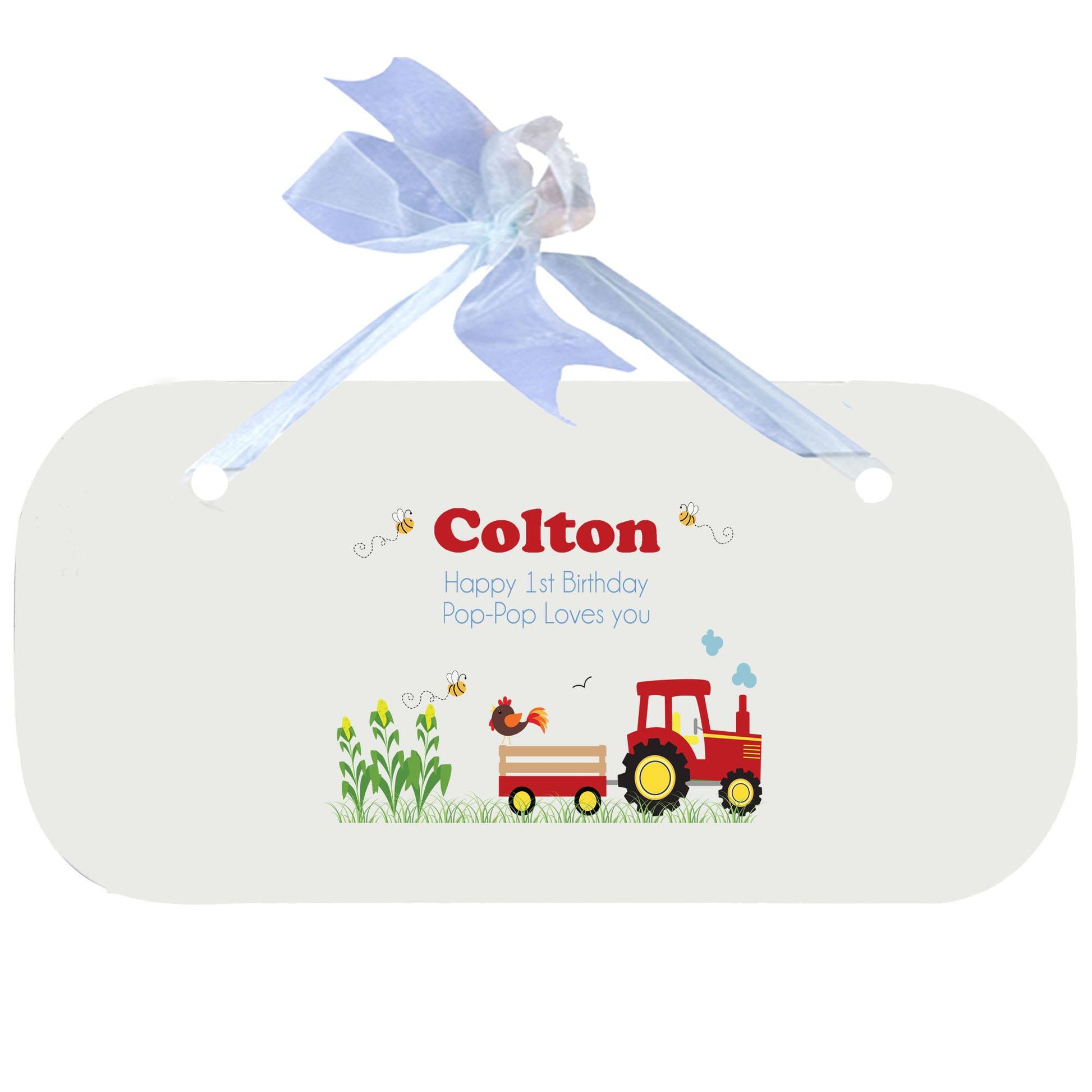 Blue Wall Plaque - Red Tractor - MyBambino.com