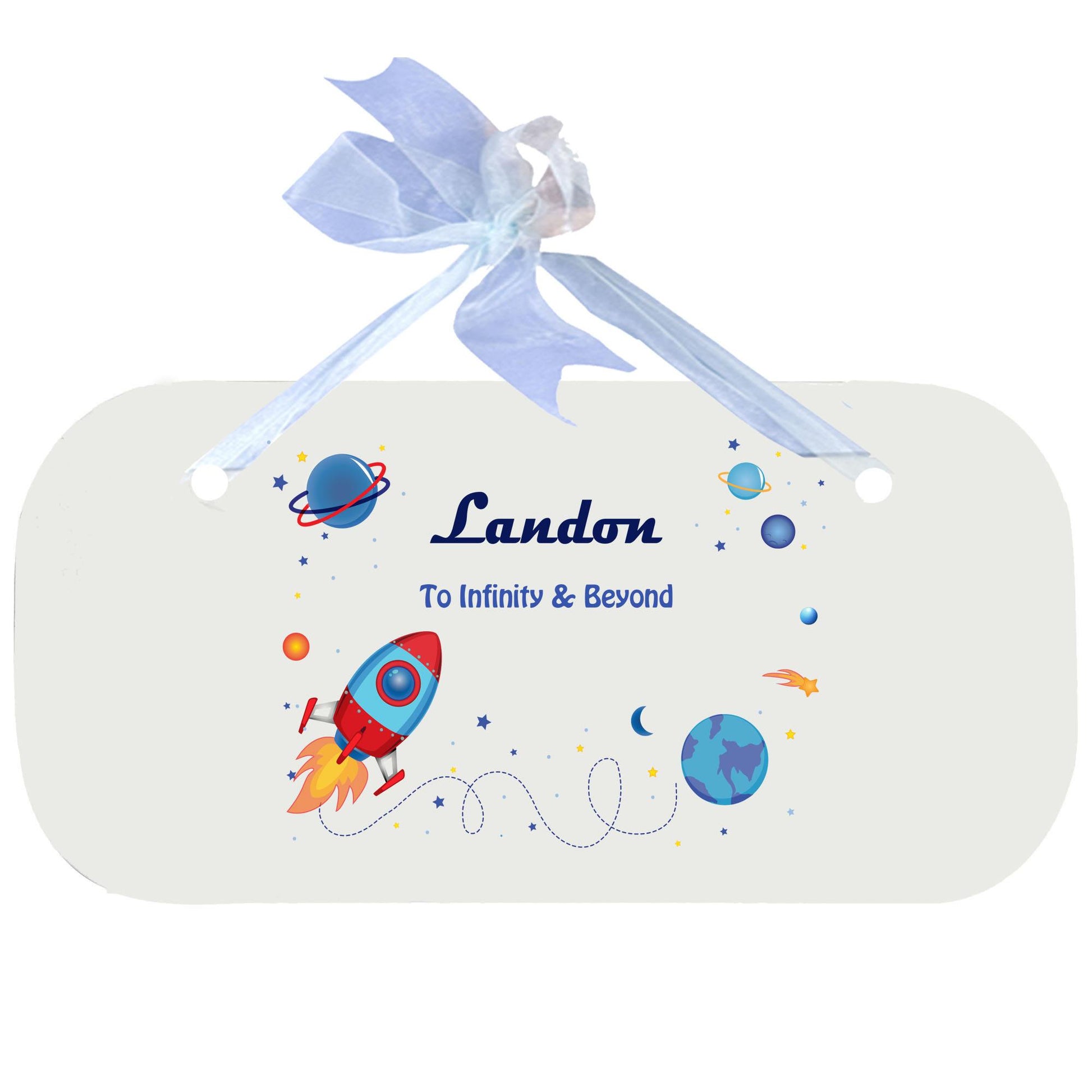 Blue Wall Plaque - Rocket - MyBambino.com