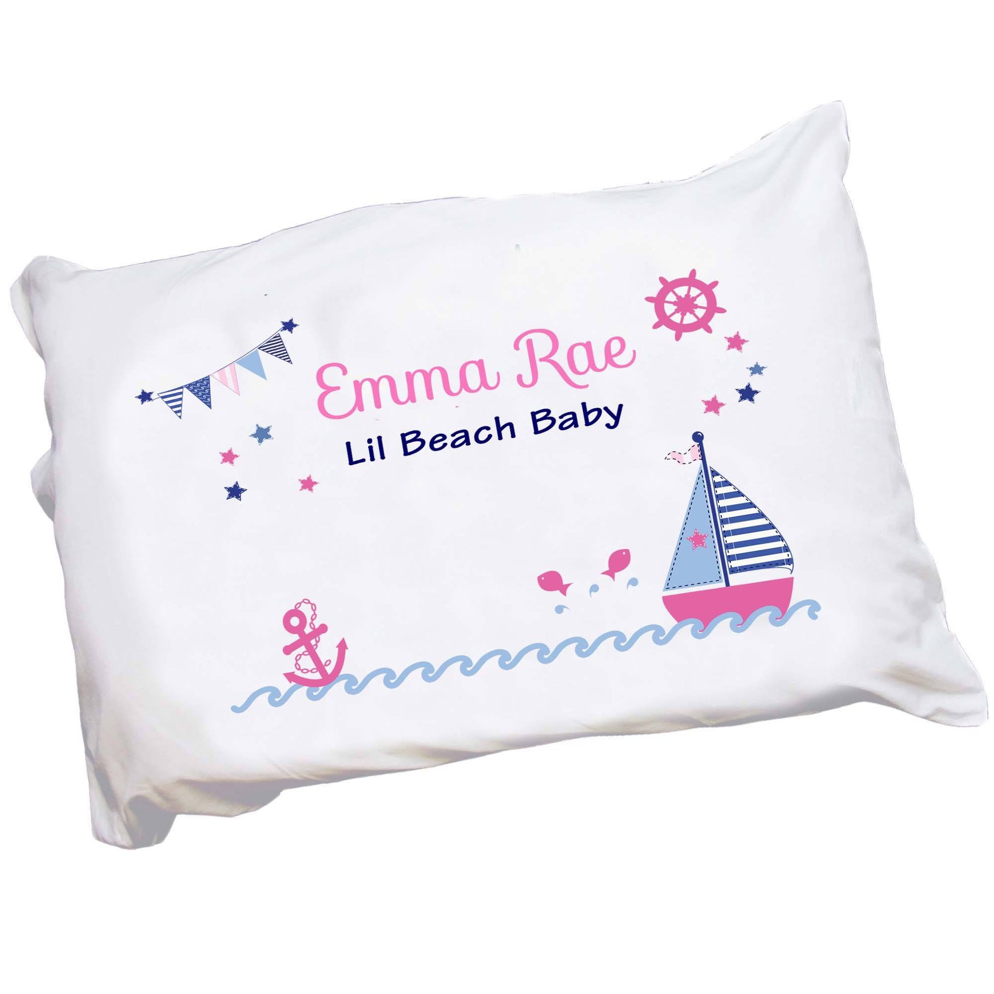 Personalized Girl's Sailboat Pillowcase - MyBambino.com