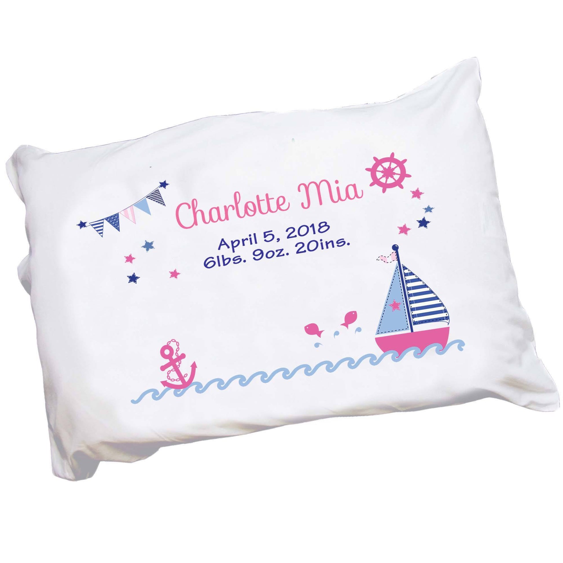 Personalized Girl's Sailboat Pillowcase - MyBambino.com