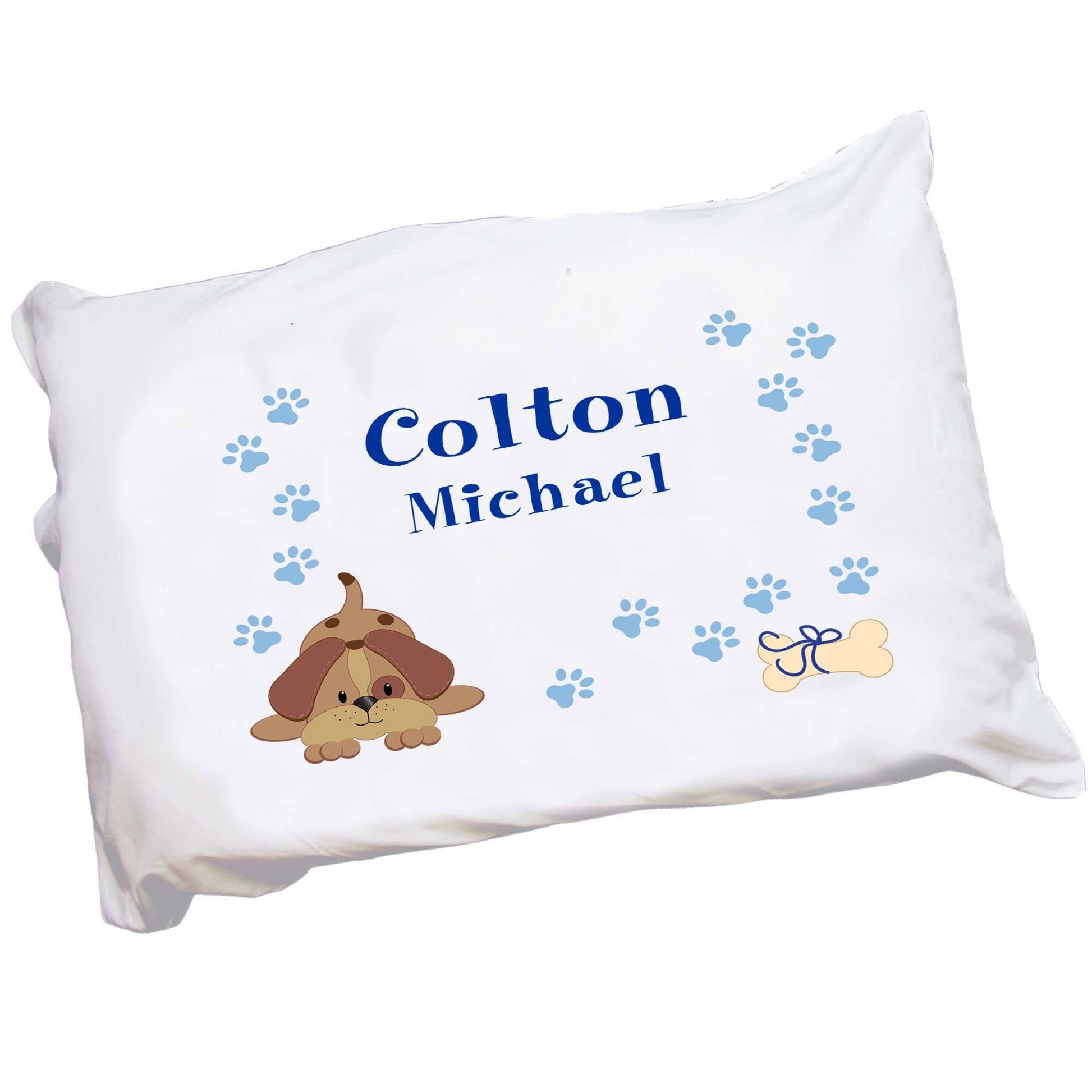 Personalized Blue Puppy Dog Pillowcase - MyBambino.com