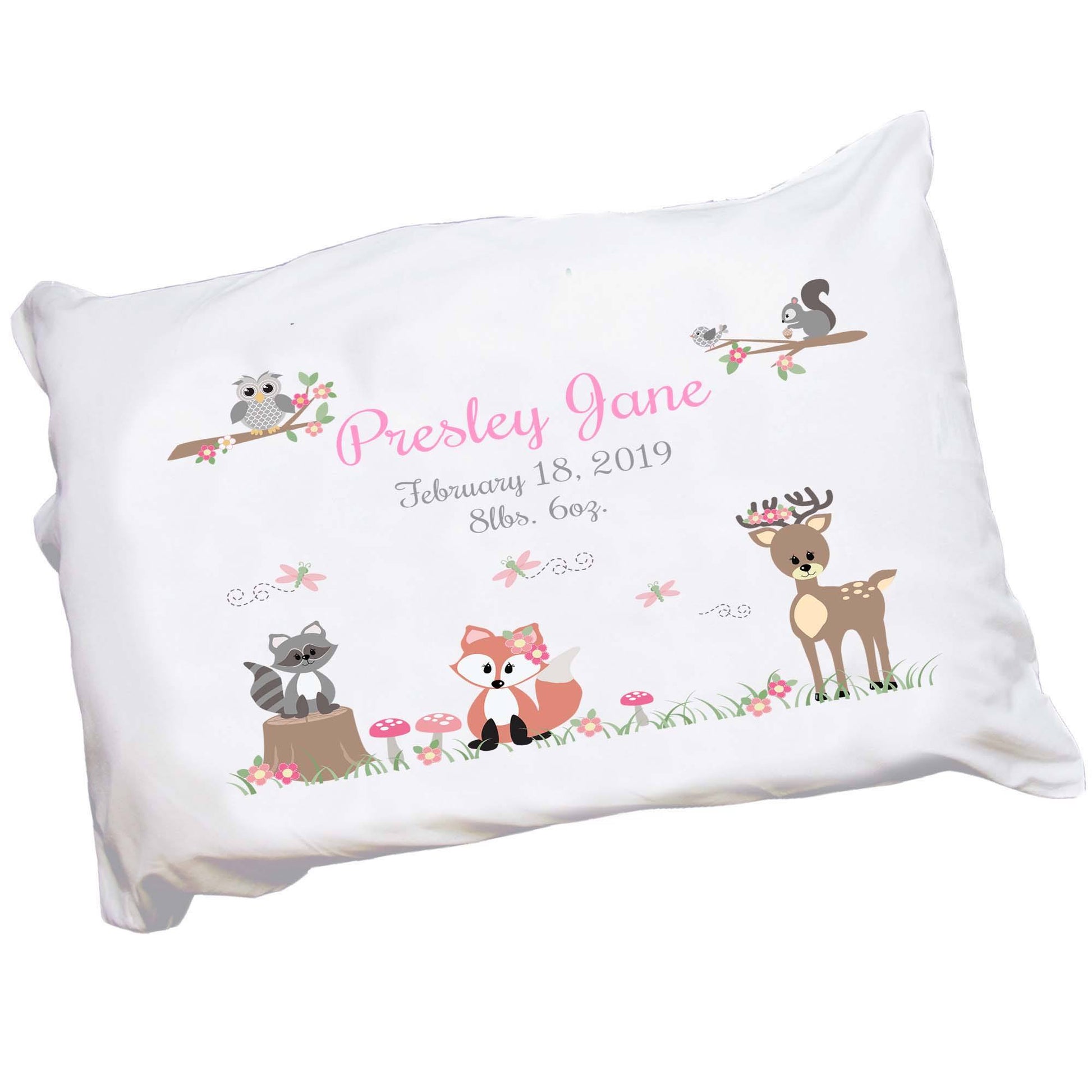Personalized Gray Woodland Pillowcase - MyBambino.com