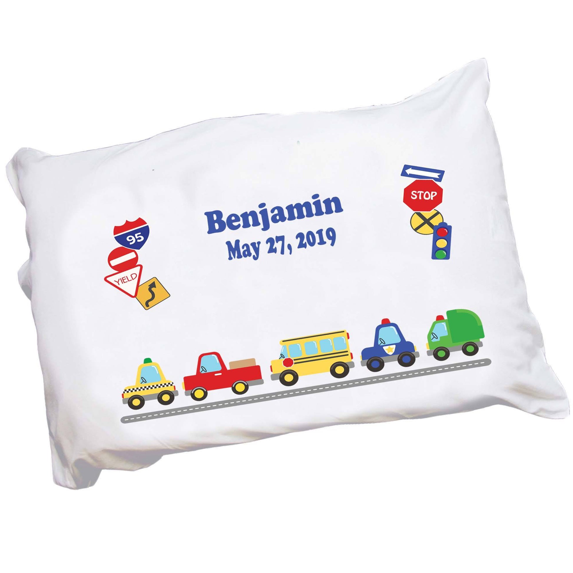Personalized Cars and Trucks Pillowcase - MyBambino.com