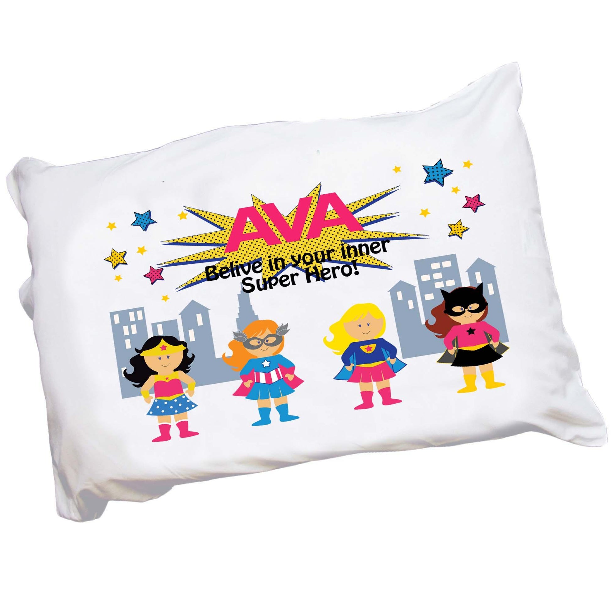 Personalized Girl's Superhero Pillowcase - MyBambino.com