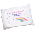 Personalized Girls Pastel Pink Rainbow Pillowcase